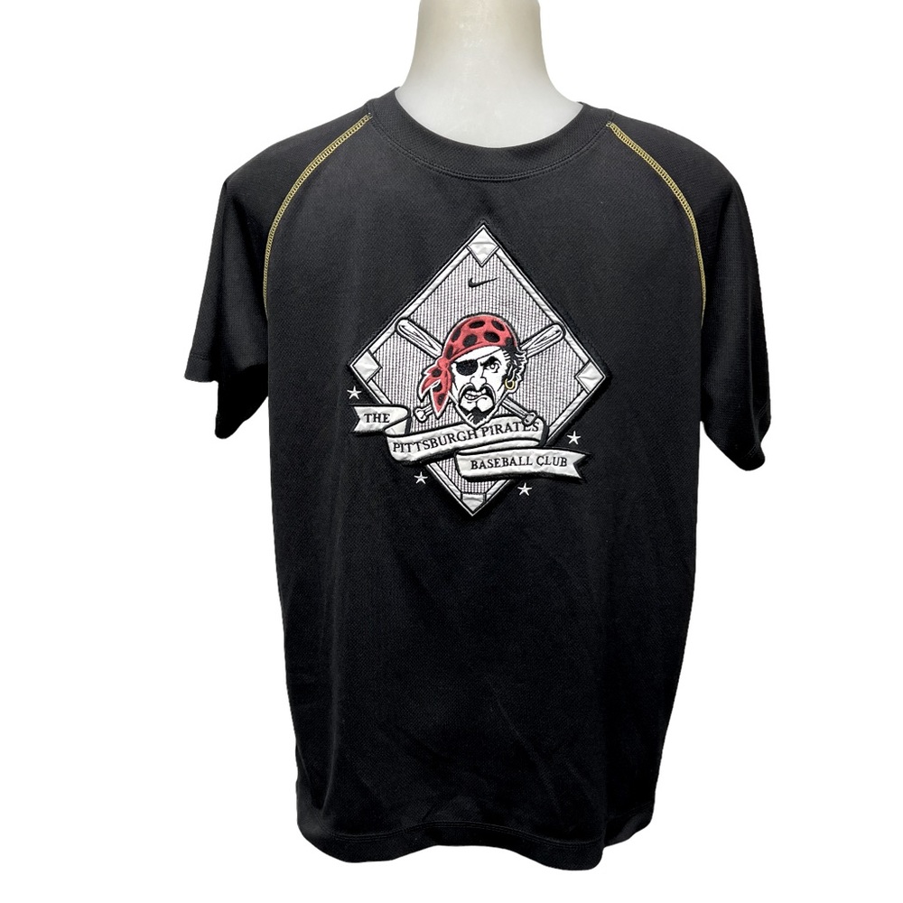 NIKE Shirt Pirate Logo Short Sleeve Baseball Team Shirt Jersey Top Size …